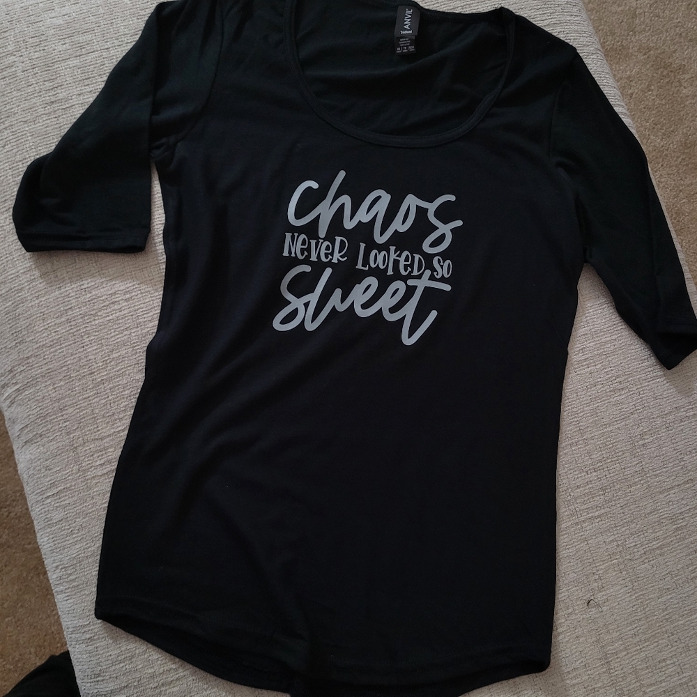 Scoop Neck Round Hem 3/4 Sleeve Xsmall Top